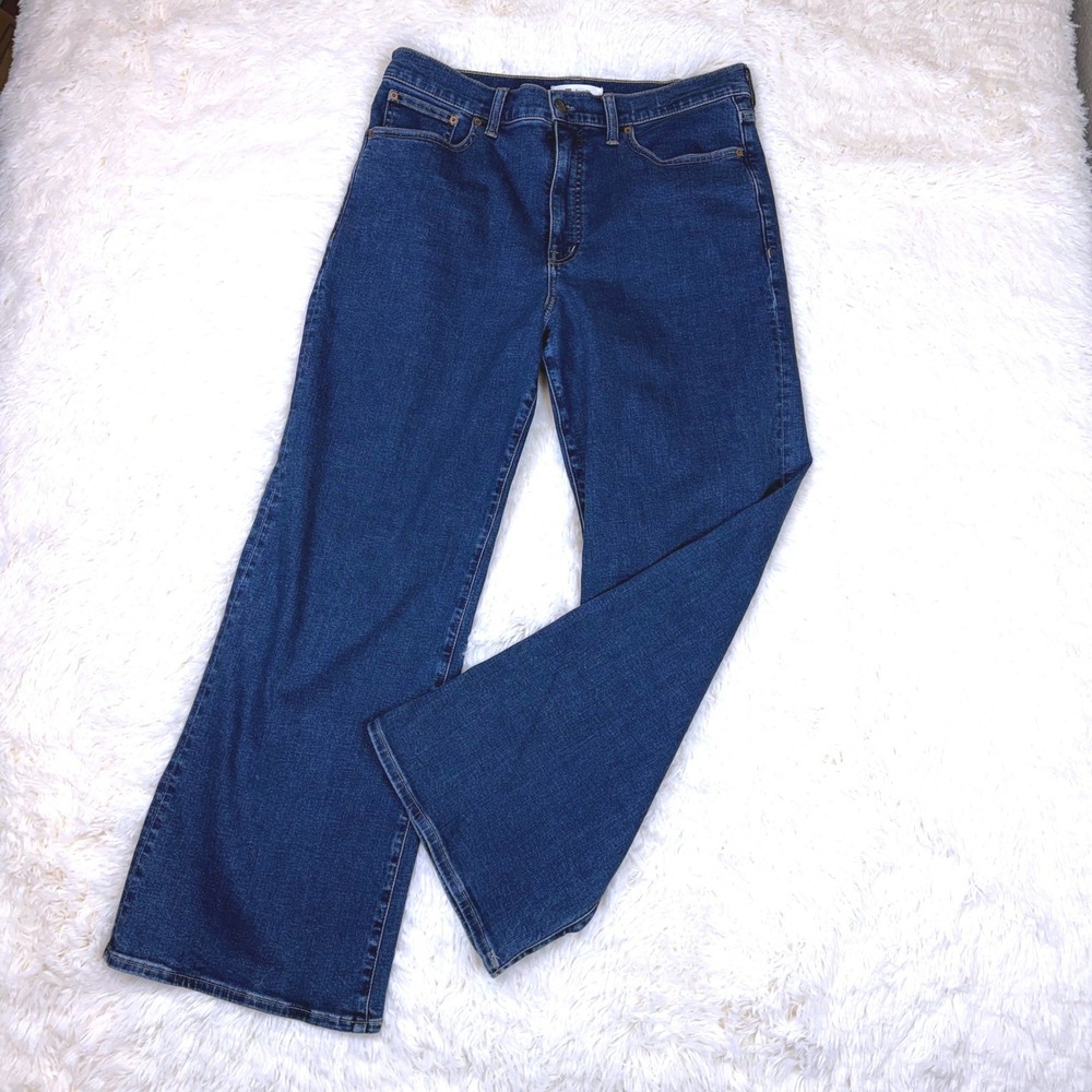 Madewell The Wide-Leg Jean Women 31 Dark Indigo Blue High Rise Stretch Denim